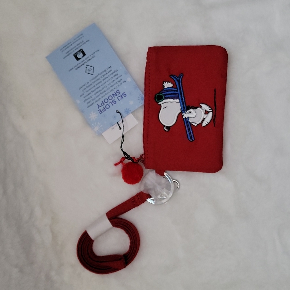 Vera Bradley Peanuts Collection Ski Snoopy Zip ID Lanyard